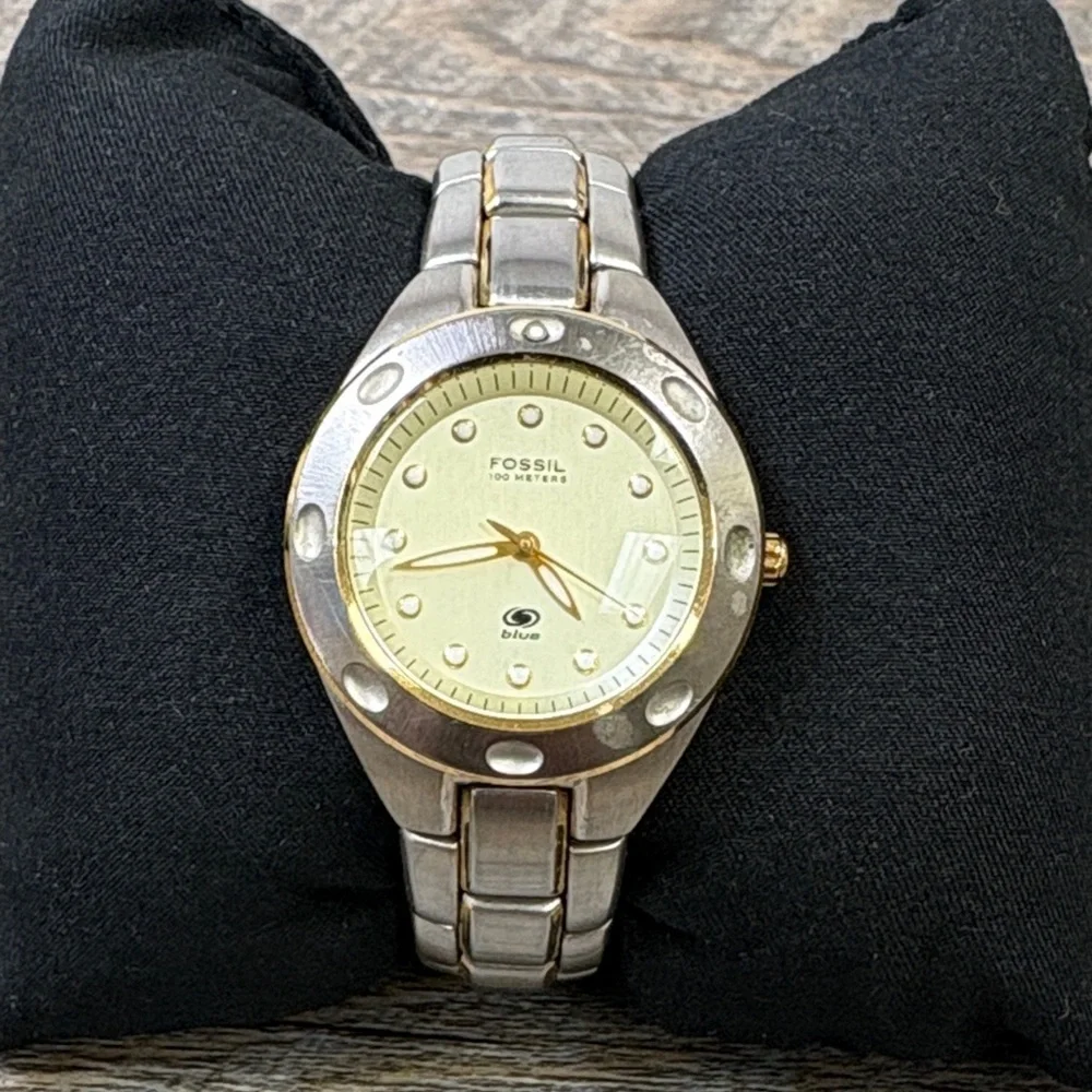 Fossil Blue AM-3304 Two-Tone Stainless Steel Watch – 100M Water Resistant